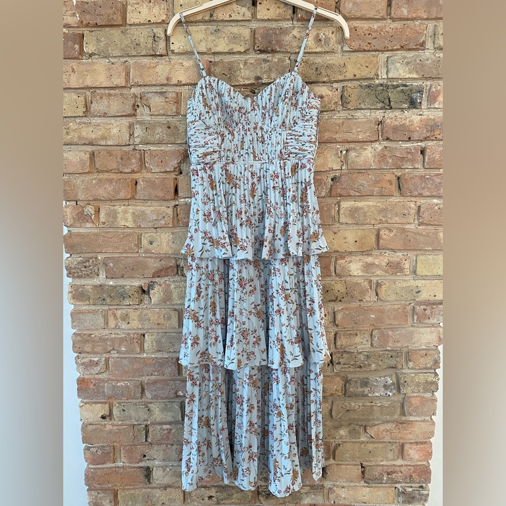Tiered Floral Midi Dress (Worn Once) Size Small - Excellent Condition